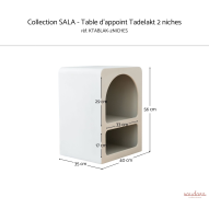 Table d'appoint tadelakt 2 niches gris clair Saudara