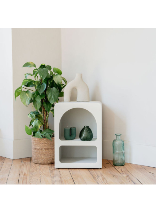 Table d'appoint tadelakt 2 niches gris clair Saudara