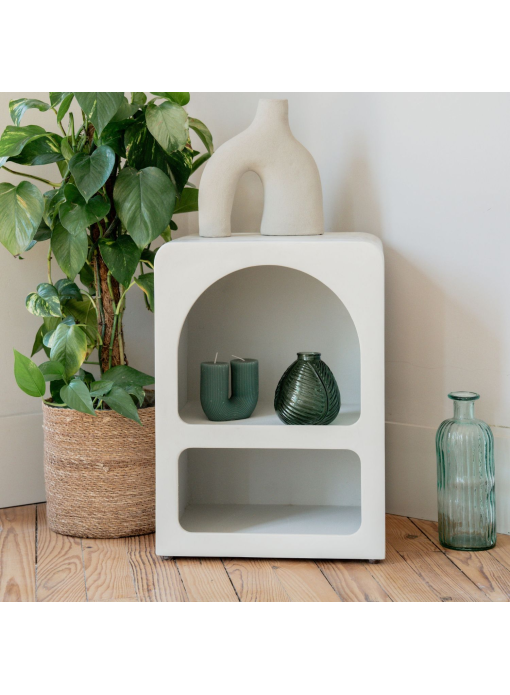 Table d'appoint tadelakt 2 niches gris clair Saudara