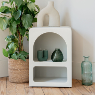 Table d'appoint tadelakt 2 niches gris clair Saudara