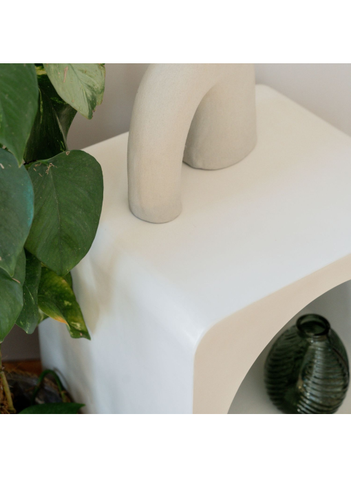 Table d'appoint tadelakt 2 niches gris clair Saudara