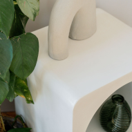 Table d'appoint tadelakt 2 niches gris clair Saudara